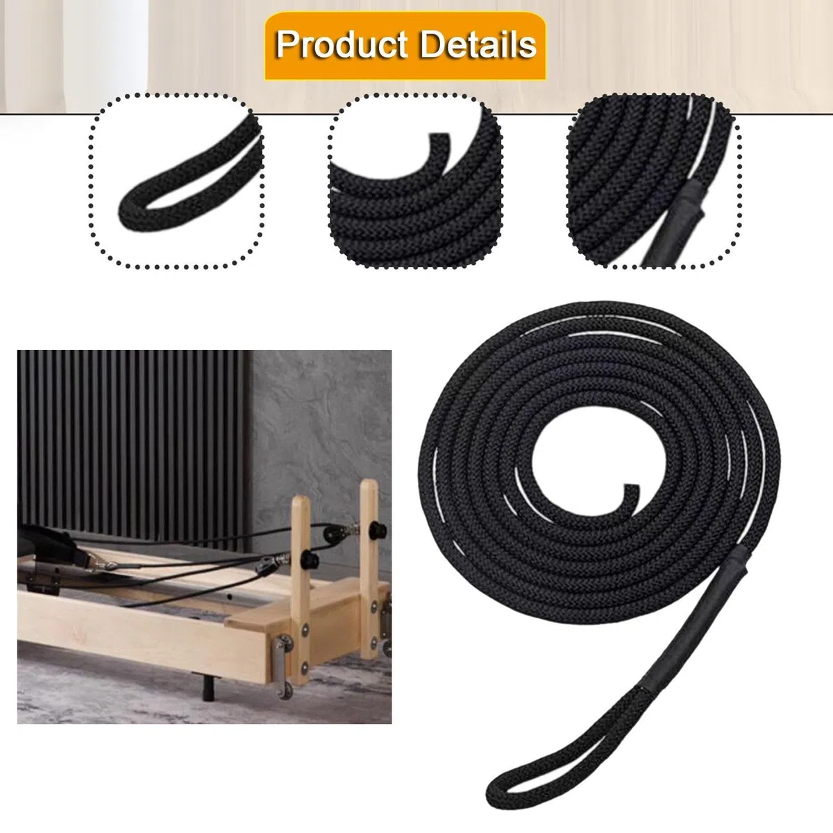F Fityle Corde de Traction pour Pilates Reformer, pièces, Longueur 260 cm, matériel Facile à Installer, Composants de Ceinture pour Pilates Core Bed
