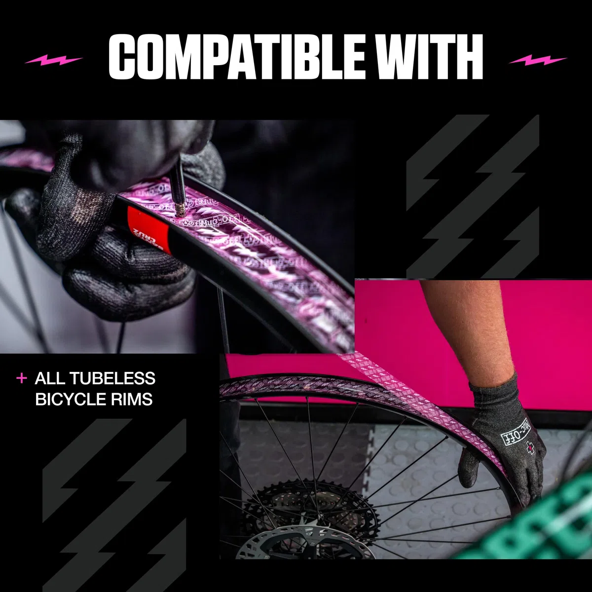 Muc-Off Fond de Jante Vélo Tubeless - 28 mm - Fond de Jante Adhésif Sensible à la Pression - Pour Installation de Pneus de Vélo Tubeless - Rouleau de 10 Mètres - 4 Patchs d'Étanchéité Inclus