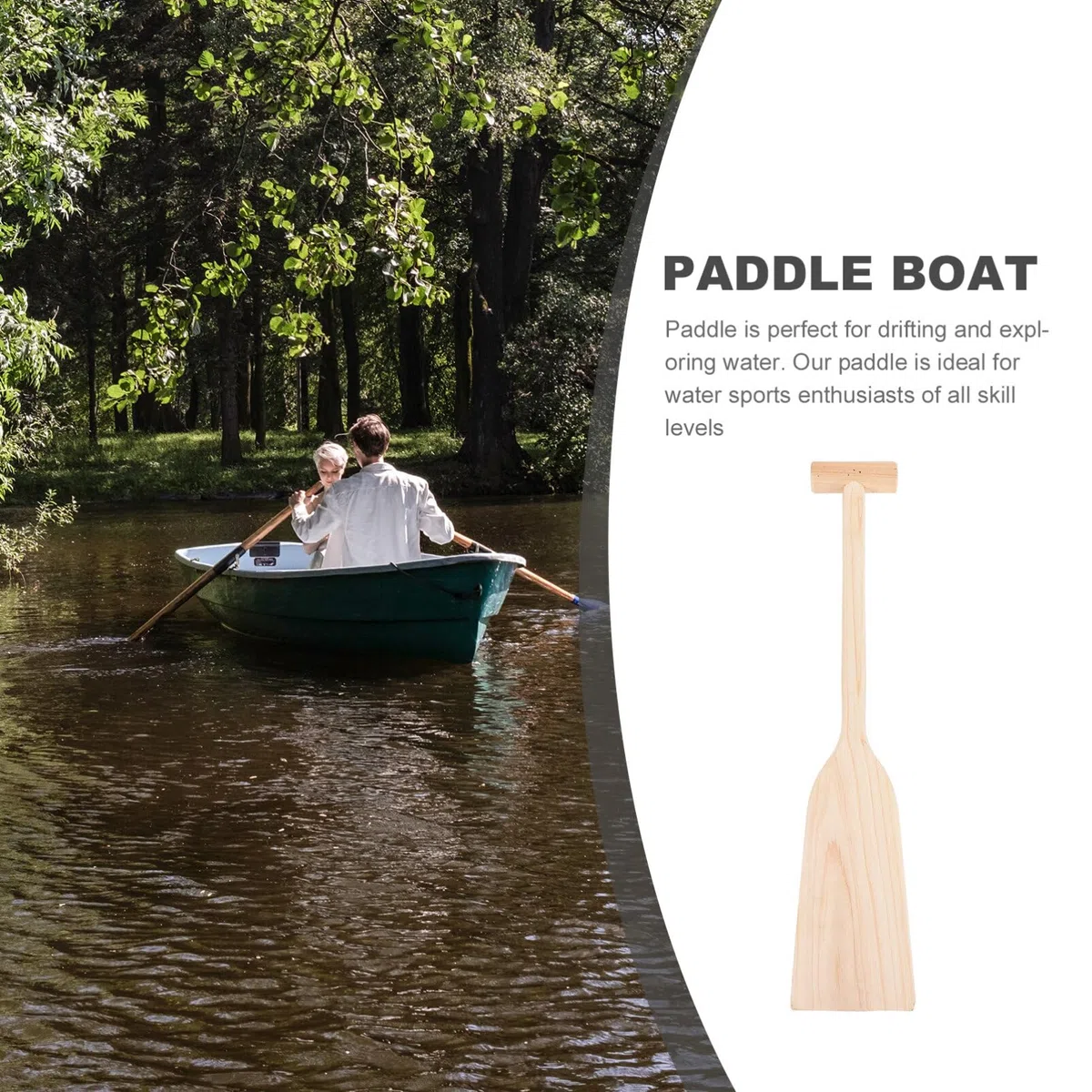Pagaie en Bois Beige de 19,5 Pouces pour Bateaux, Solide et Joliment Travaillée, pour L'exploration Fluviale en Extérieur