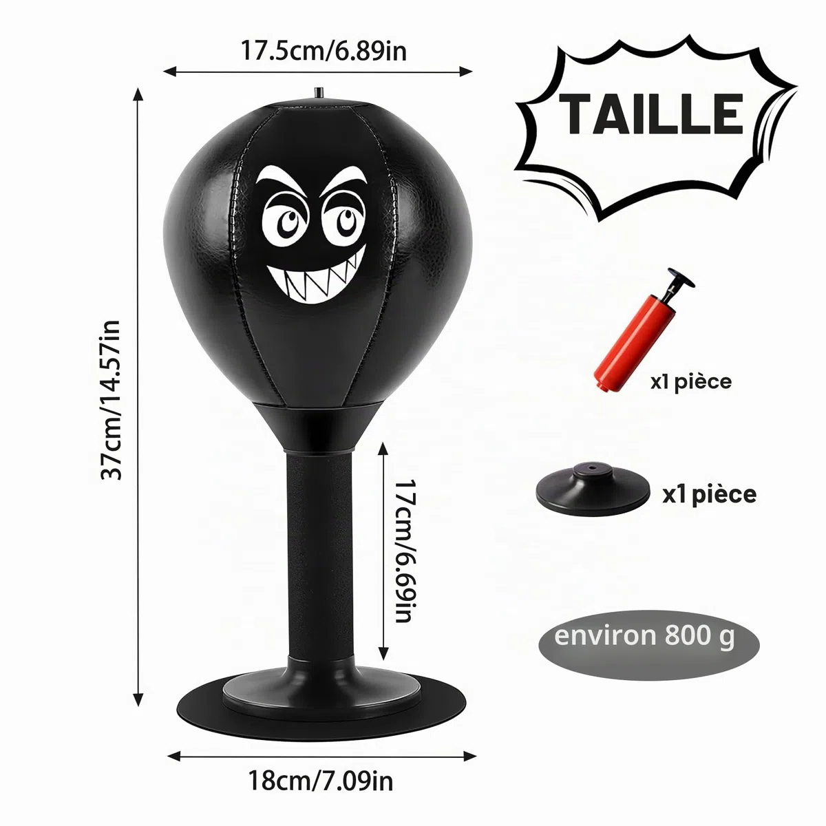 Punching-ball de bureau, Sac de frappe de bureau autonome avec ventouse, Rage Bag Sac de frappe de bureau mini pour l’activité à la maison et au bureau pour réduire le stress