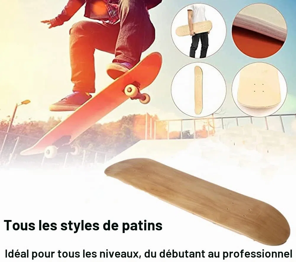 bimiti Lot de 2 planches de skateboard à 7 couches en érable pour enfants, adultes, filles, garçons, débutants et professionnels