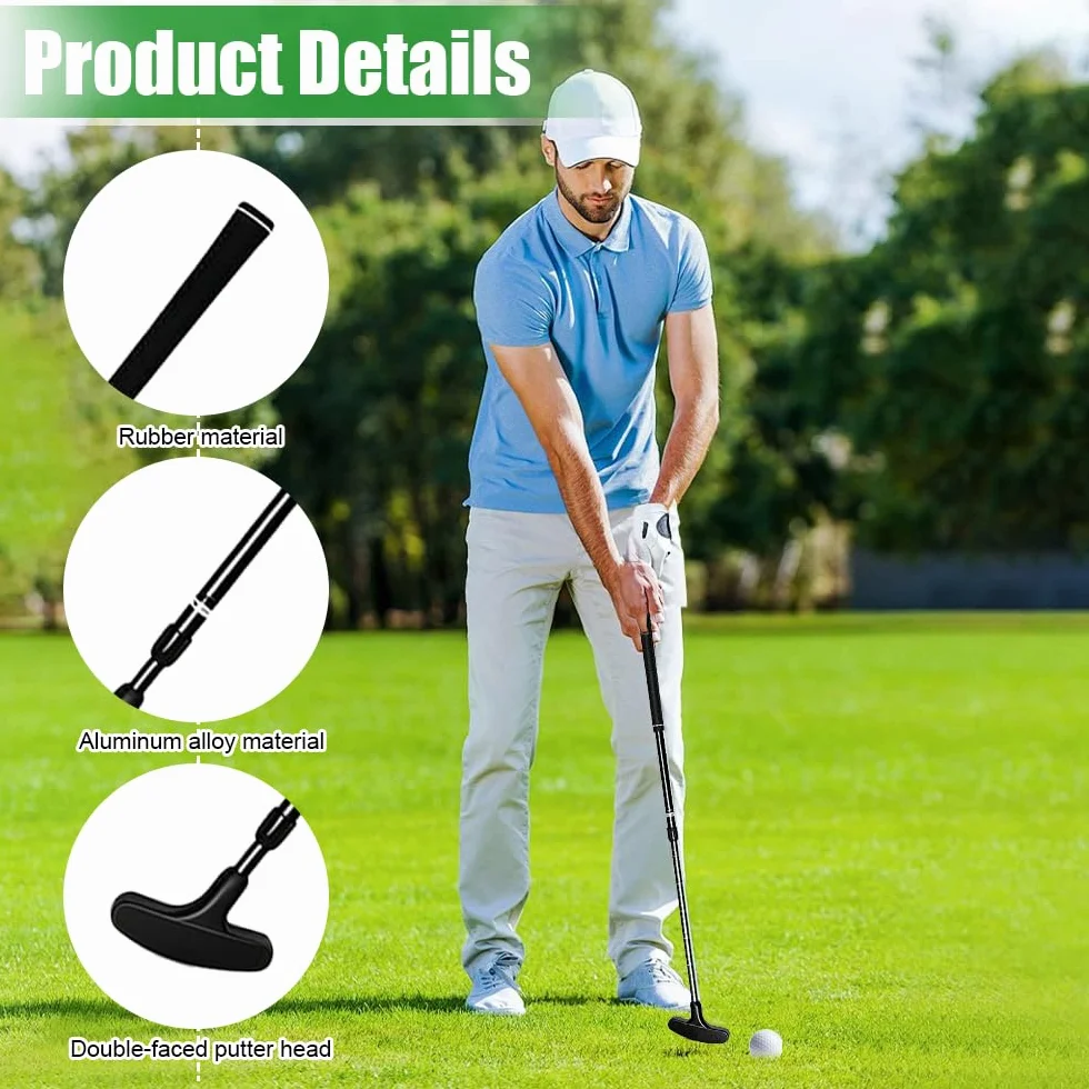 Putter de golf réglable, 1 putter de golf avec 4 balles et 1 trou pour drapeau, ambidextre pour droitiers et gauchers, mini golf pour la maison, idéal pour les adolescents et les adultes