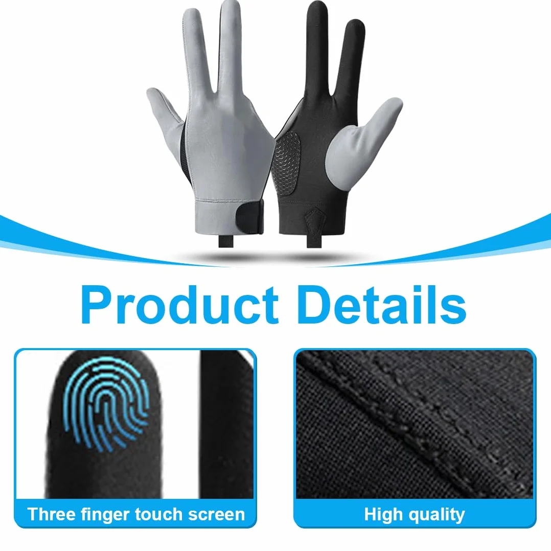 3 Finger Billard Gants Gants Snooker Cue main droite