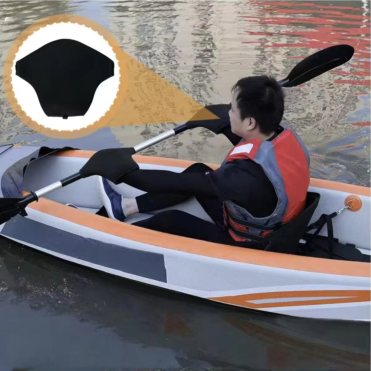 1 paire de gants de pagaie pour kayak – Antidérapants, imperméables, en néoprène noir, pour le canoë-kayak et le rafting