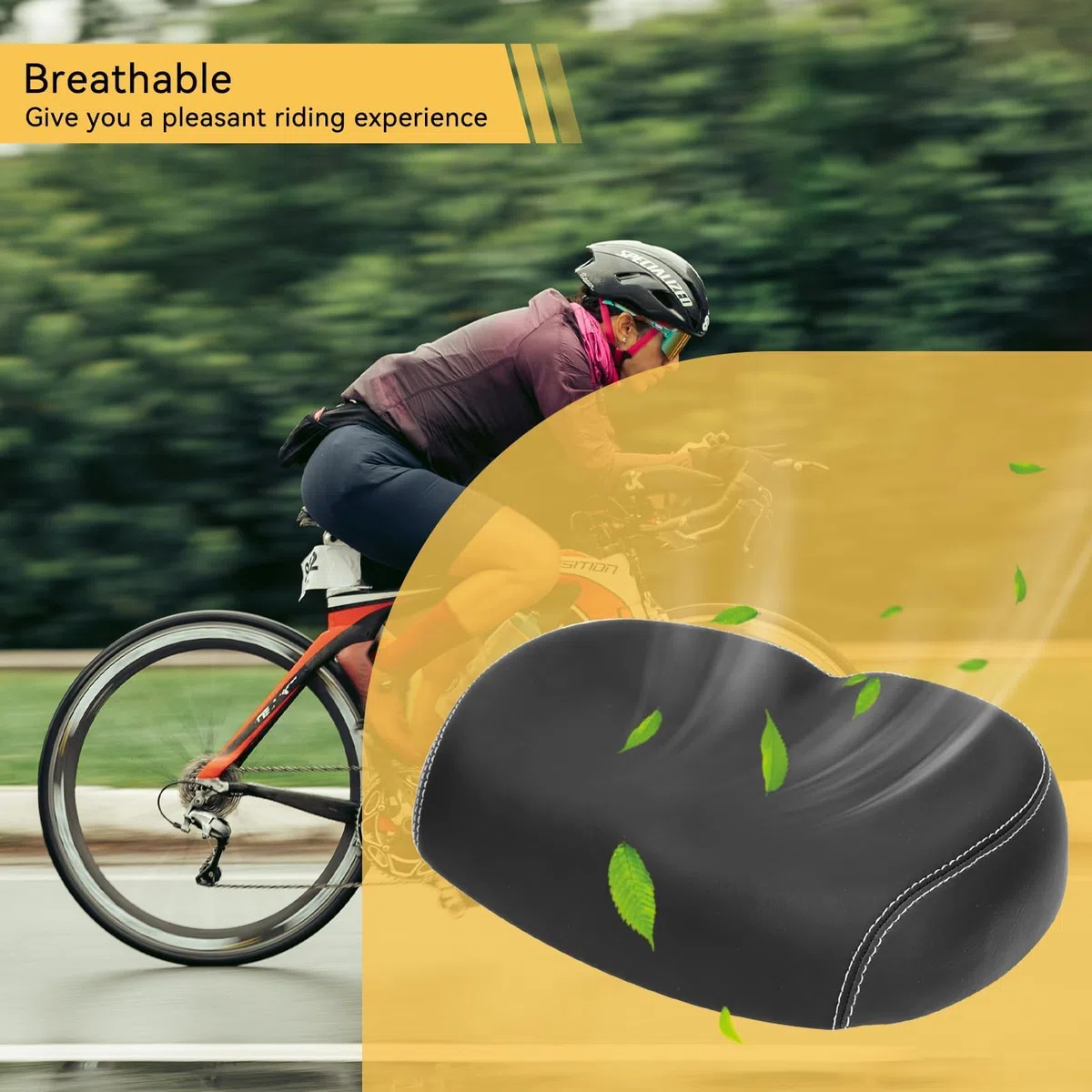 Siège de Vélo Confortable Surdimensionné, Selle de Vélo en Cuir PU Élargir Respirante Coussin Mousse de Remplacement Large Universel pour Homme et Femme (Noir)