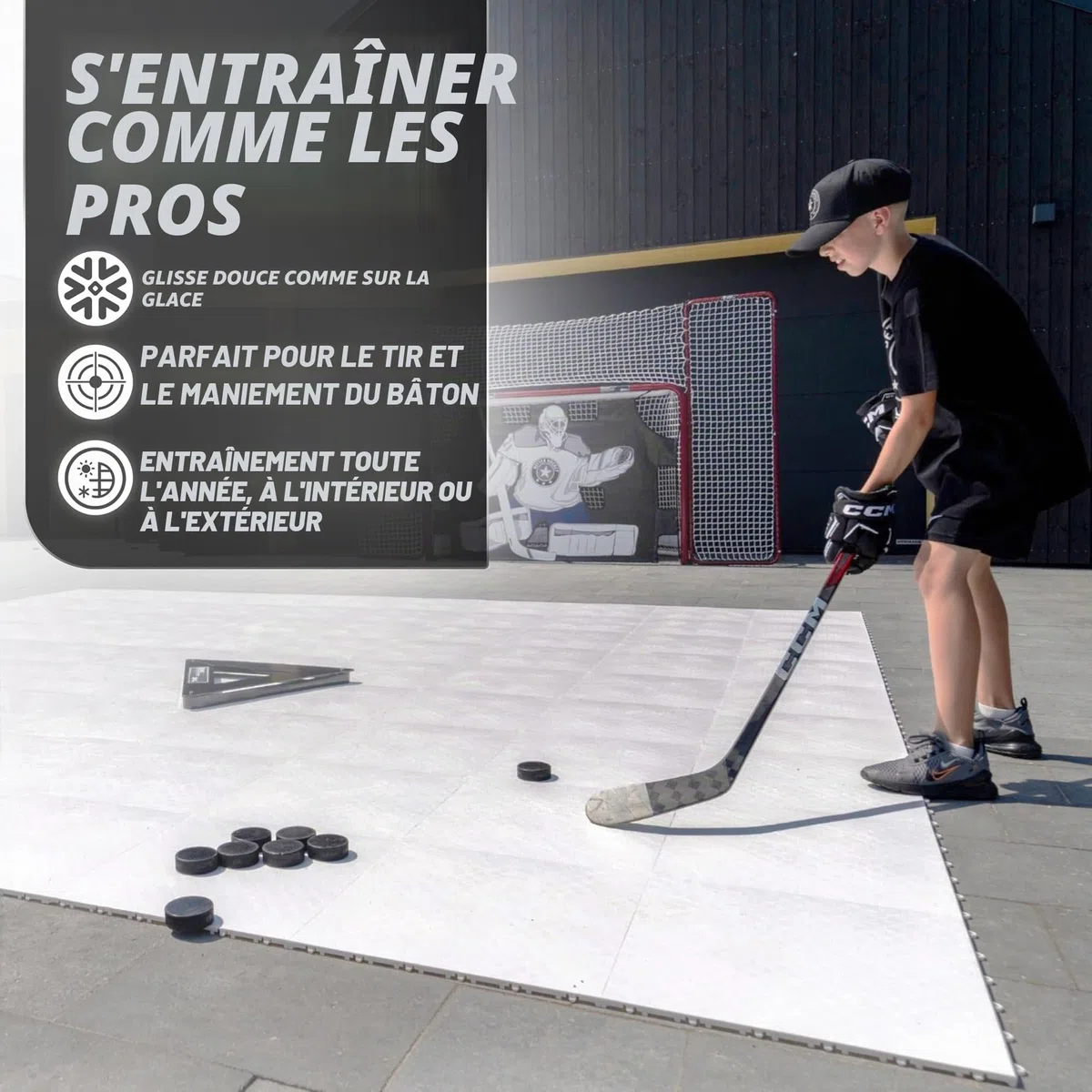 Better Hockey Extreme Dryland Dalles de sol – Panneaux de glace synthétiques pour hockey, aide à l'entraînement de qualité professionnelle pour le tir, les passes et la manipulation de bâtons