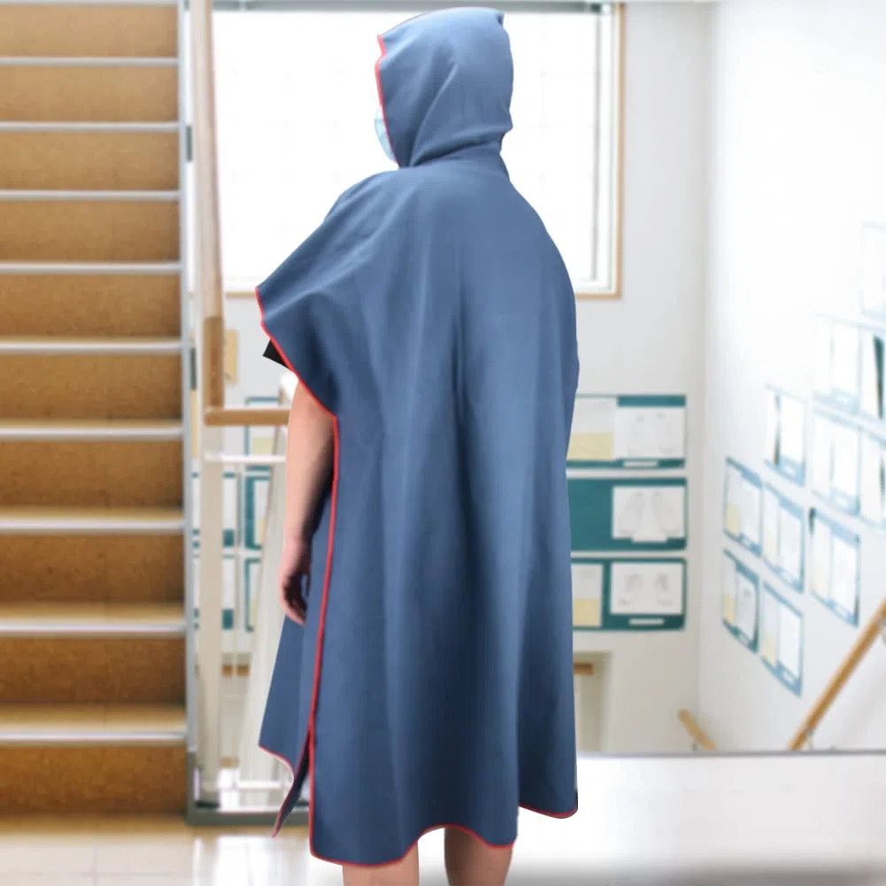 Peignoir de plage et de natation avec capuche - Absorbe l'eau - Séchage rapide - Poncho surf pour adultes - Combinaison plongée douce - Cadeau natation en plein air (gris) (bleu marine)