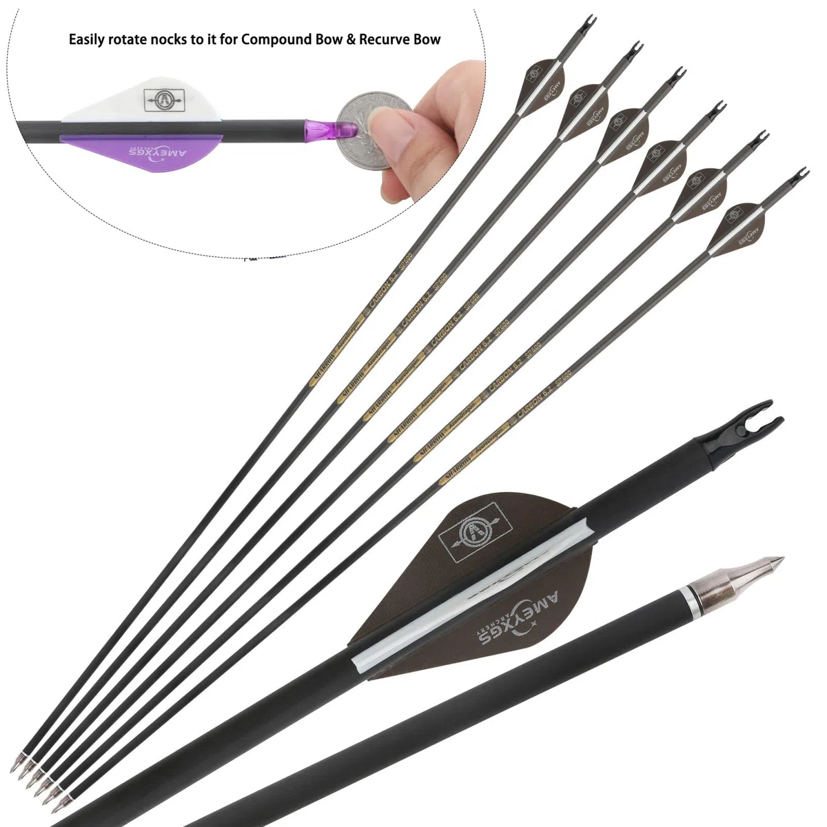 Générique Bogenschießen 100% Pure Carbon Pfeile 32 Zoll Jagd Ziel Praxis Pfeile Spine 300 350 400 500 600 Schießpfeil für Recurvebogen Compoundbogen Langbogen