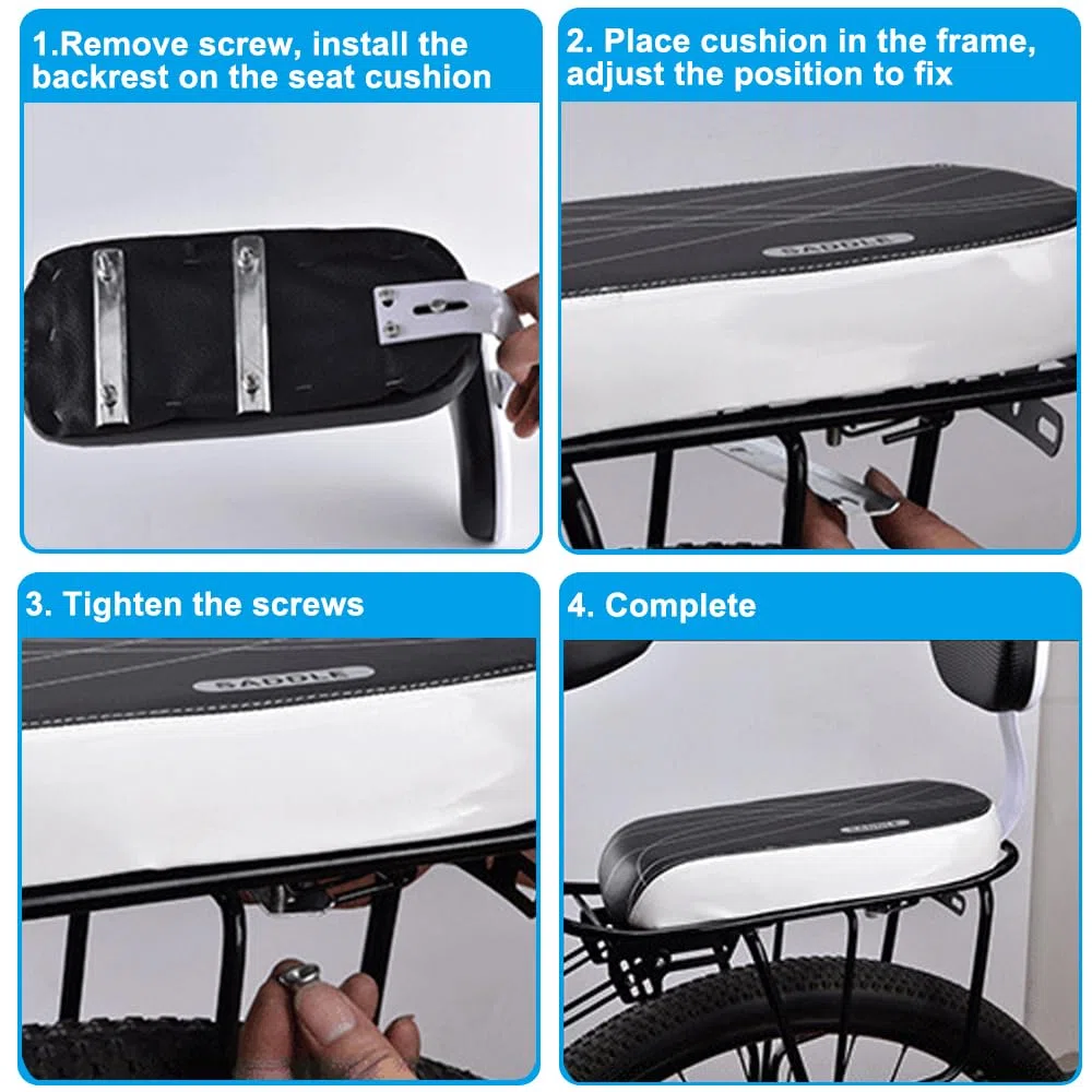 Siège Arrière de Vélo, Siege Velo Enfant, Siège de Vélo Universel, Sécurité Enfant pour Vélo Arrière Siège avec Compris Coussin et Dossier, Pédale Arrière Repose-Pied, Accoudoirs