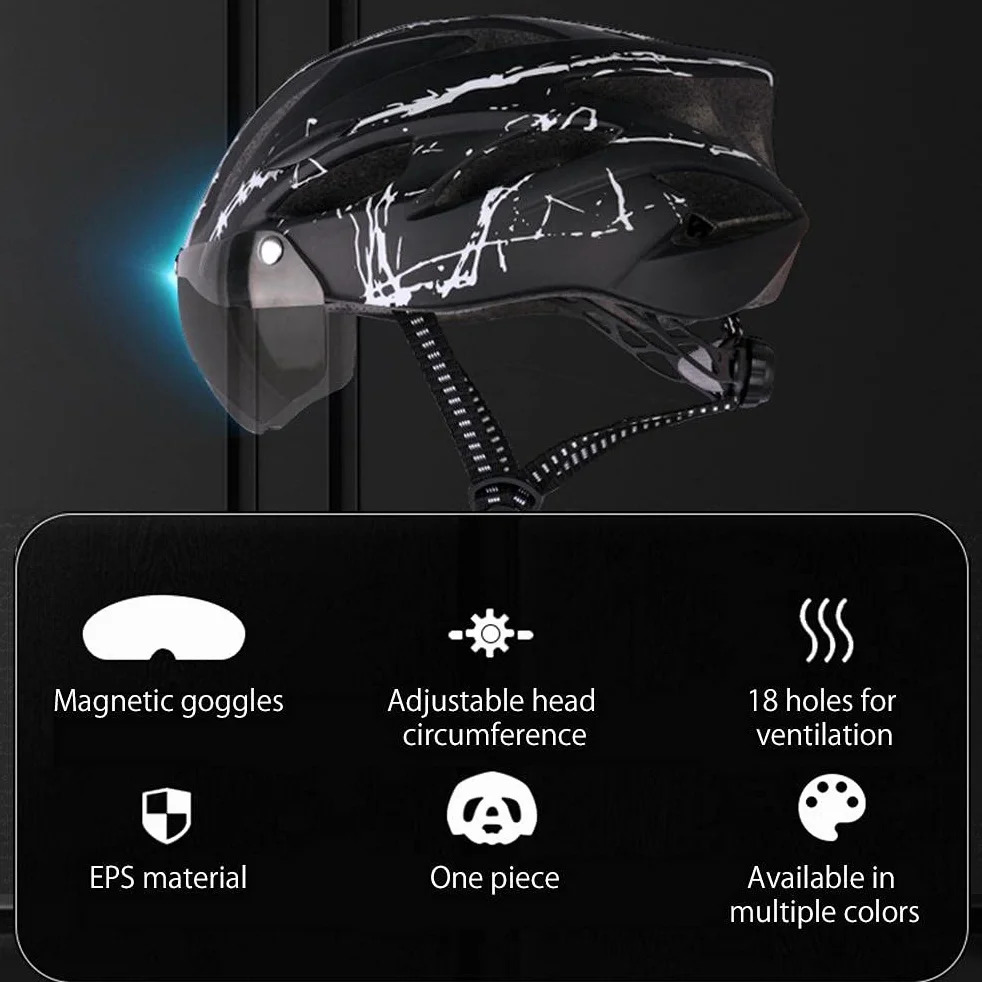 Casque de Vélo pour Homme Femme, Casque Trottinette Électrique Adulte avec Visière Magnétique, 18 Trous de Ventilation, Casques de Protection Réglable pour VTT