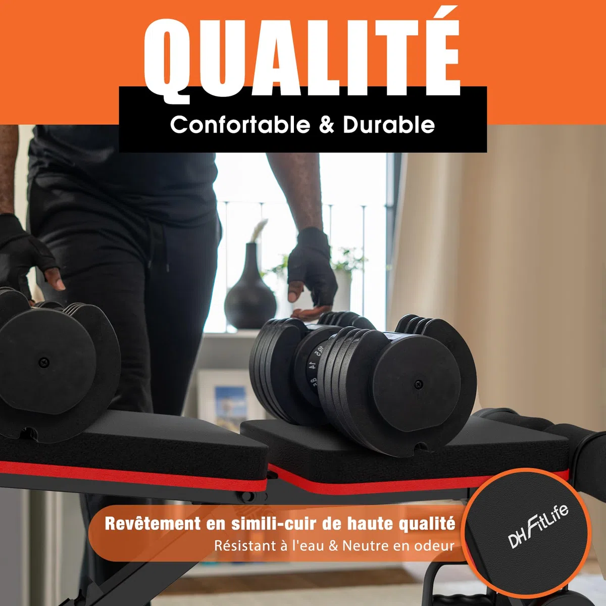 DH FitLife Banc pliable 8 en 1 | Gain de place 80% | Banc de musculation réglable et incliné | Appareil d’abdominaux pour entraînement complet à domicile