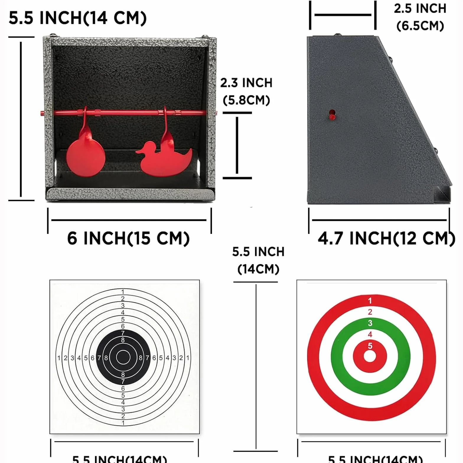 ATFLBOX BB Trap Target avec 20pcs Paper Target et Resetting Shooting Target pour Airsoft Pellet Gun Rifle BB Gun