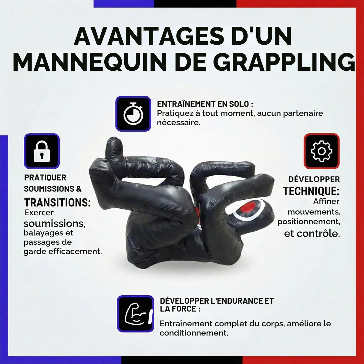Shelly Mannequin de lutte MMA – Sac de frappe d'autodéfense – Sac de frappe BJJ – Position défensive assise – Soumission du JIU Jitsu brésilien – Tissu vinyle – 170 cm non rempli