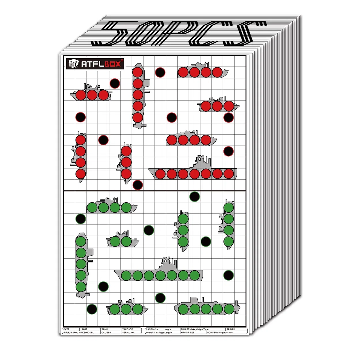 50 pièces cibles de Combat, 43 x 63,5 cm cibles de Jeu très Visibles et Lumineuses, cibles de tir en Papier pour Le Stand de tir ou l'entraînement au tir en Plein air