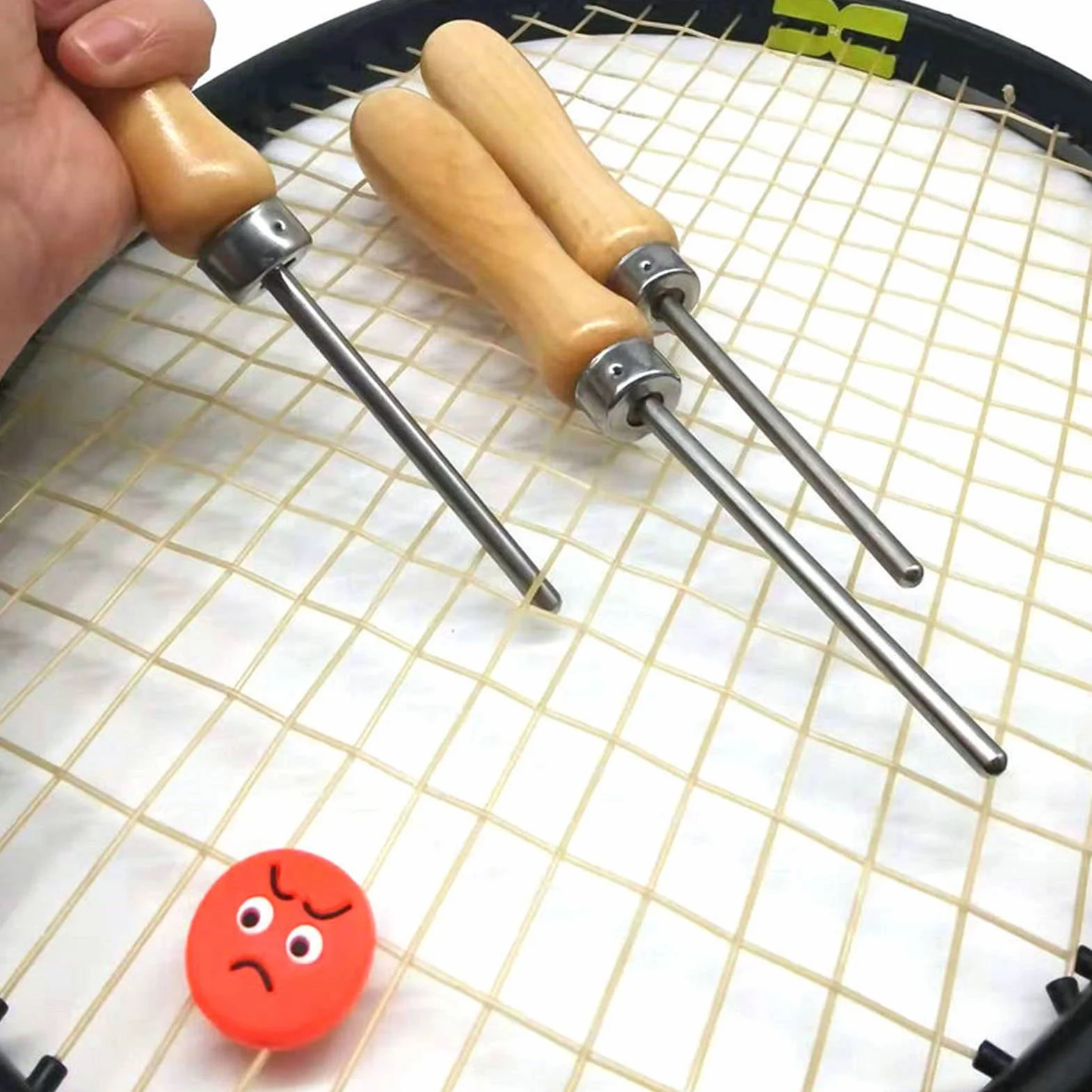 Raquette de Cordage Poinçon Droit, Outils de Cordage de Raquette de Badminton de Tennis Universels Portables pour L'extérieur