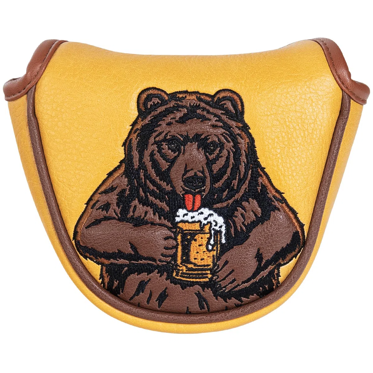 Housse de tête de club de golf hybride en bois de parcours (ours bière)