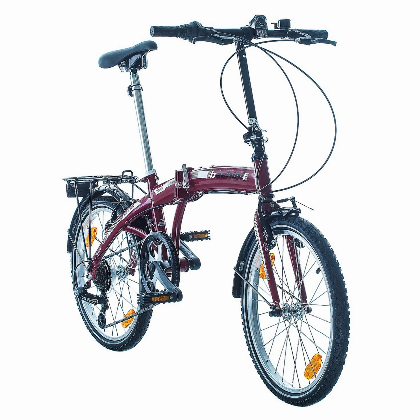 Multibrand Bachini Folding Vélo Pliant Moderne 20 Pouces, 6 Vitesses, Frein V-Brake, Garde-Boue, Sonnette, pour Adultes et Adolescents, Convient pour 155–185 cm