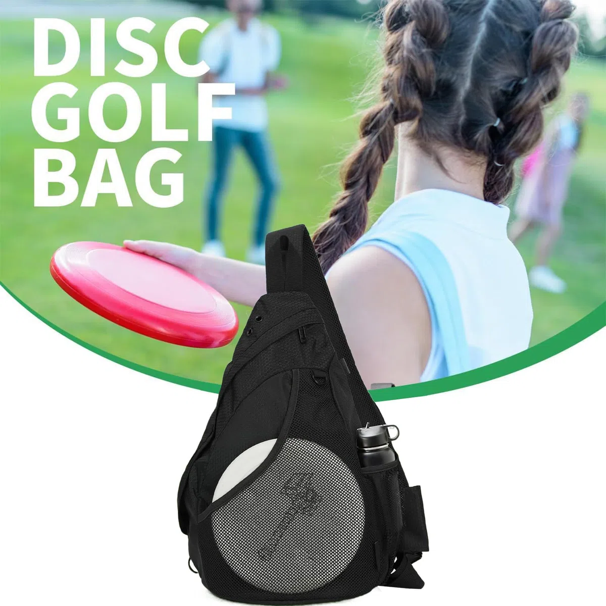 Petit sac de golf à disque, grand sac à dos à bandoulière réglable, séparateurs multi-poches pour le sport, le tennis, le fitness, le camping, la randonnée, 43 x 37,5 x 17 cm