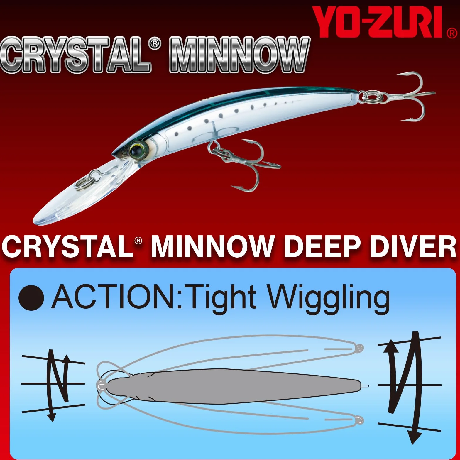 Yo-Zuri Crystal Minnow Deep Diver Leurre Flottant pour la pêche