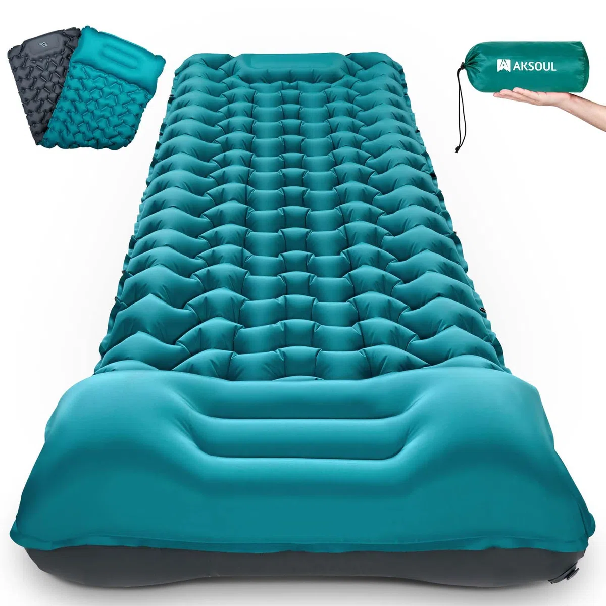 AKSOUL Matelas Pneumatique De Camping Auto-Gonflant: Grand Matelas Gonflable Extérieur Ultra-Léger Épais, Auto-Gonflable Matelas D'Isolation Thermique Pliable pour Tente Trekking Plage