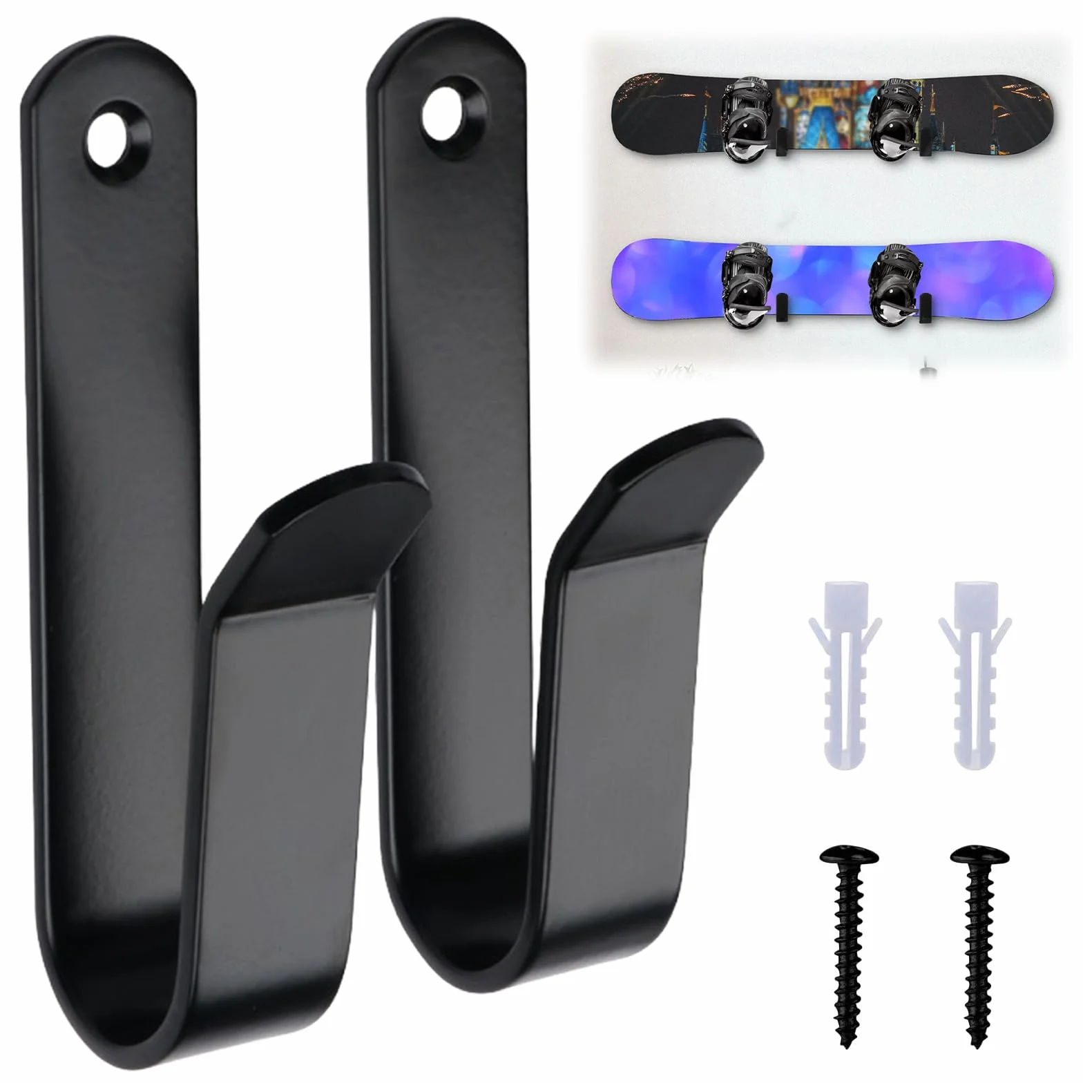 Lot de 2 Clips de Fixation Murale horizontaux pour Snowboard, Support Mural pour Snowboard, Support Mural, Affichage de Snowboard pour la Maison et Le Garage, y Compris