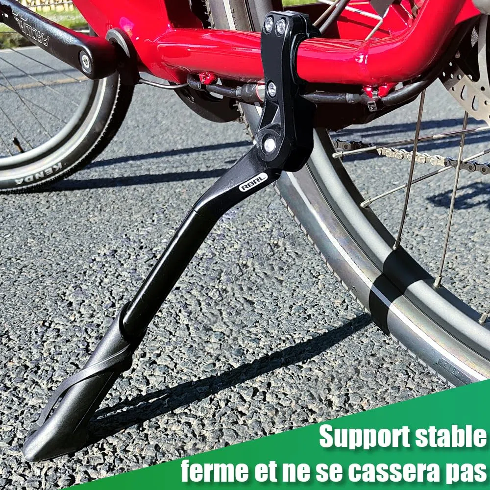RBRL Support de vélo 24-29 pouces, support latéral en aluminium réglable en hauteur avec pied antidérapant, support de vélo pour VTT, vélo de course, vélo électrique et vélo de ville, extra stable