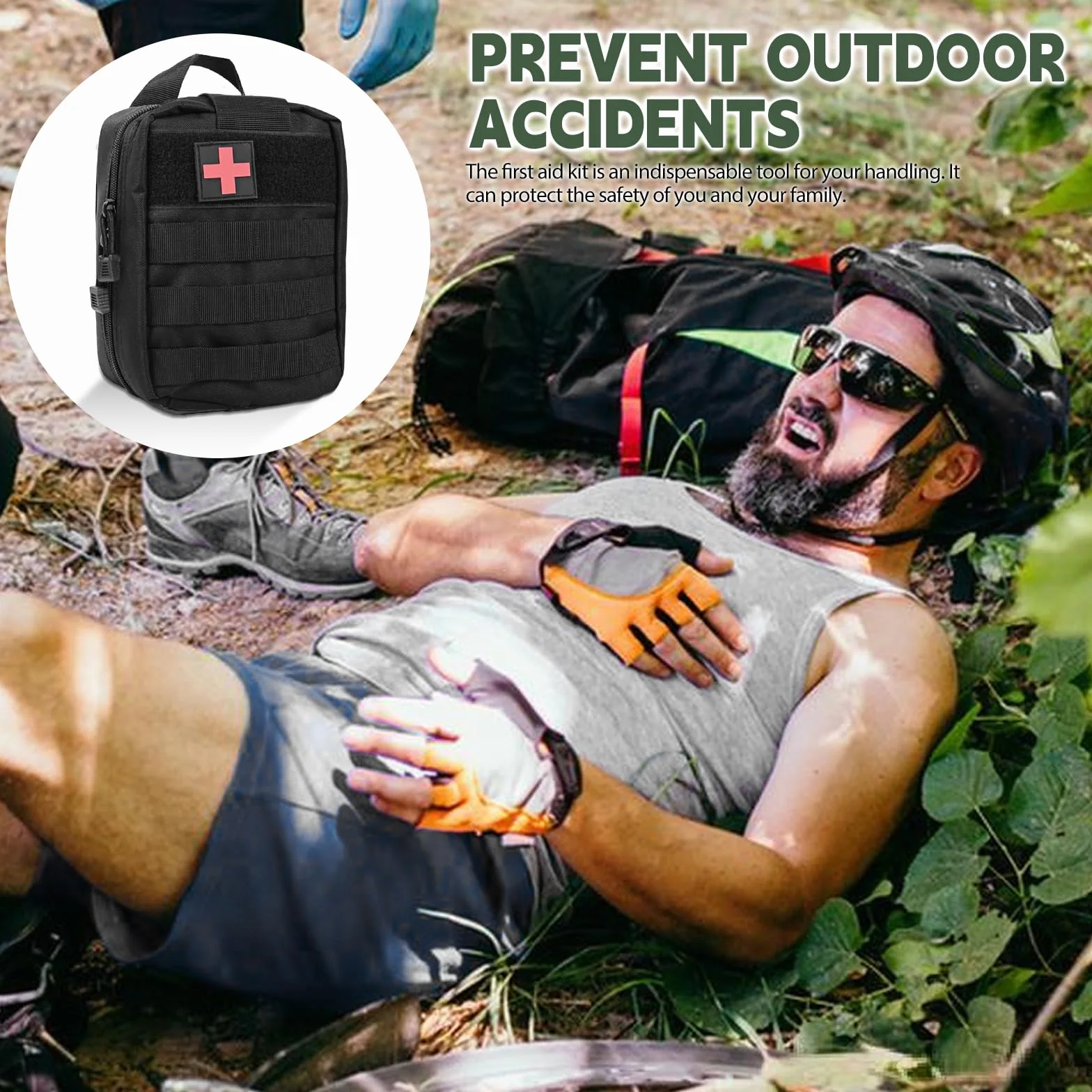Kit de premiers secours en plein air, ensemble de 51 pièces pour traumatismes, sac tactique médical, kit de premiers secours militaire pour le camping, la voiture, l'aventure, la chasse, la randonnée