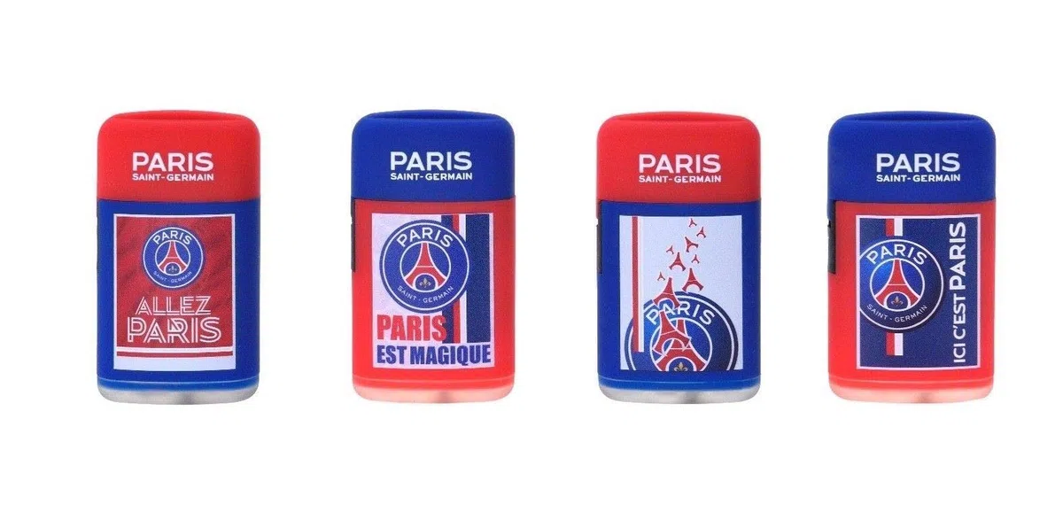 4 x Briquet Flamme tempête PSG - Collection Officielle Paris Saint Germain - T 4