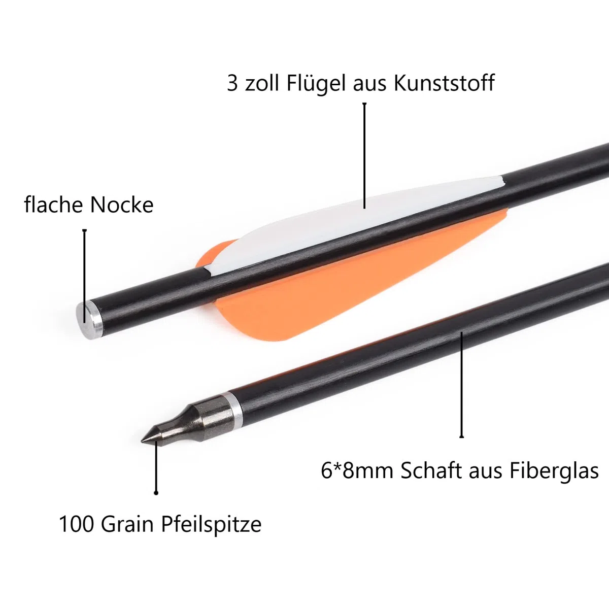 NIKA ARCHERY 12 Pièces Boulons d'arbalète Flèches en Fibre de Verre 14'' 16'' avec ailettes de 3 Pouces pour la Chasse à l'arbalète