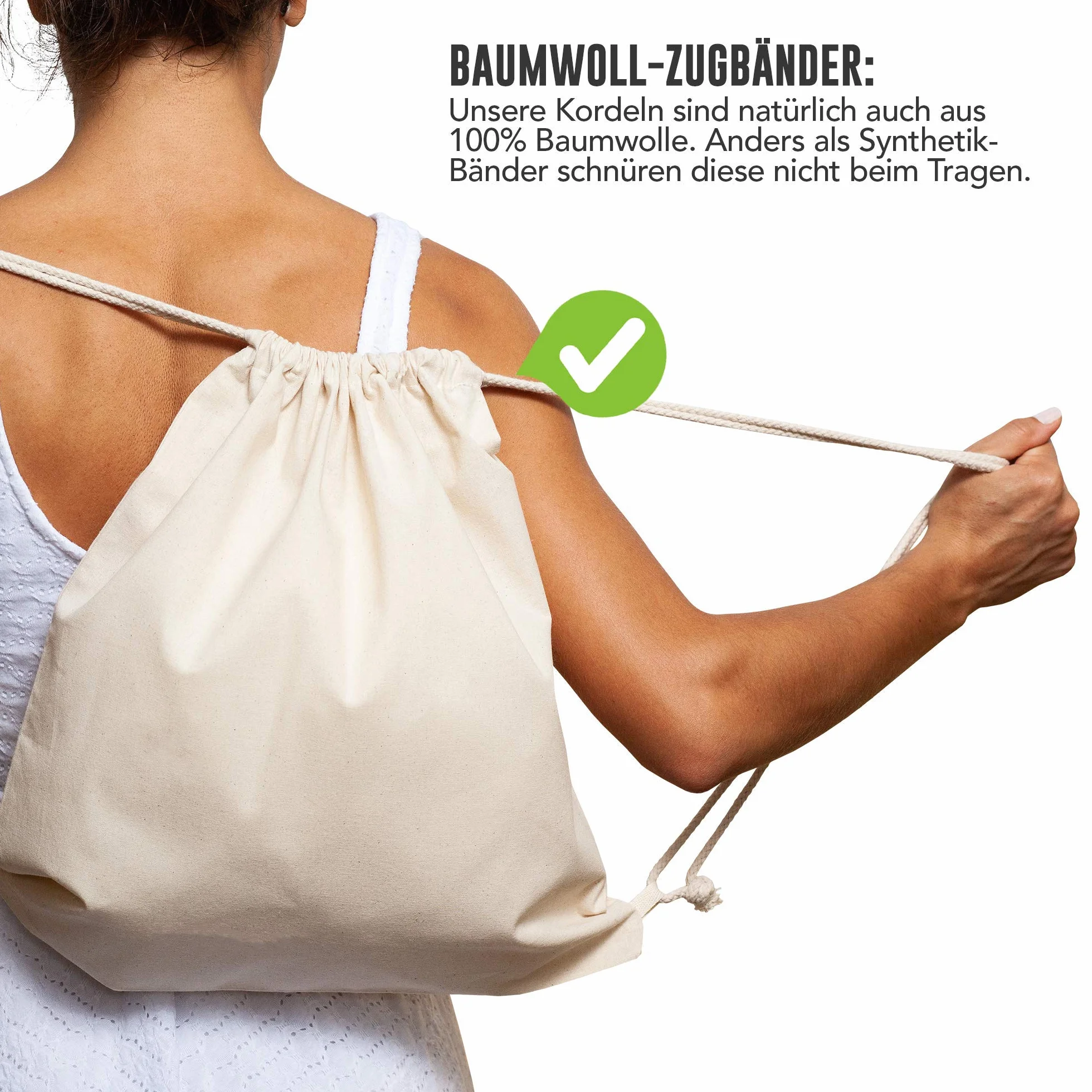 ELES VIDA Lot de 10 Sacs de Gym en Coton Naturel, 38 x 42 cm, Sac de Sport Sac à Dos en Tissu Sac en Toile Sac en Toile de Jute certifié Oeko-Tex