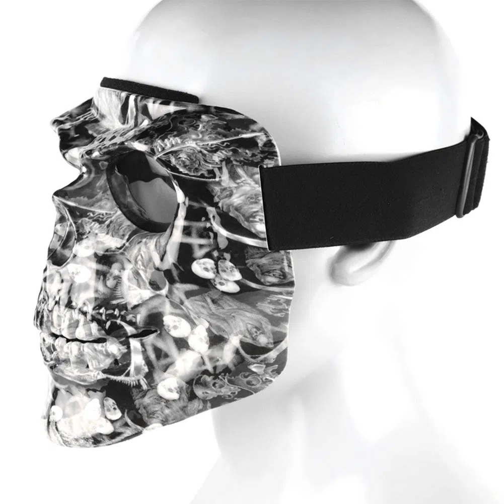 Masque de Protection pour Moto avec Verres - Lunettes de Ski Masque d'halloween Masque de tête de Mort - pour Le Casque de Visage Ouvert Masque de Moto Lunettes