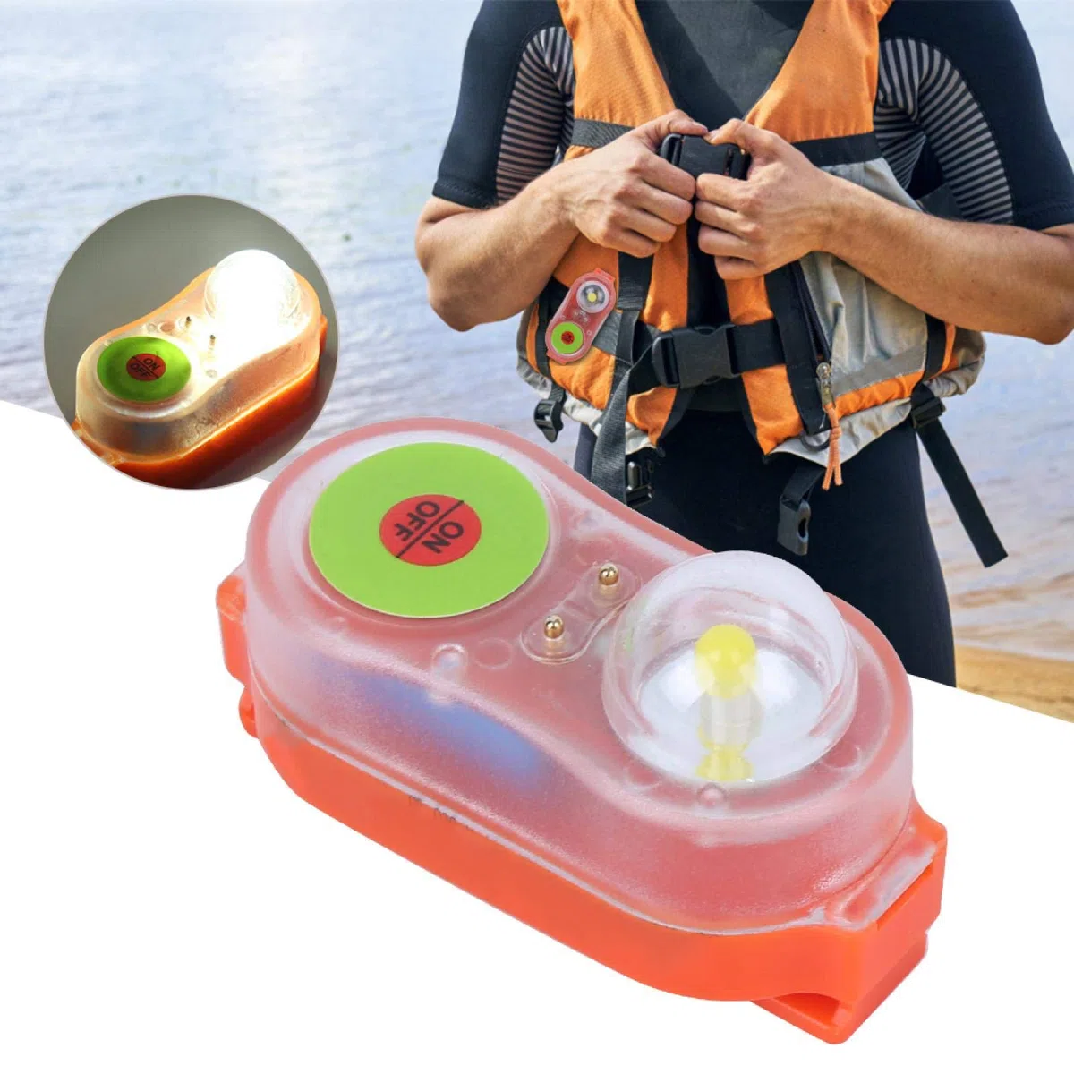 Lampe de poche pour gilet de sauvetage LED Lithium JHYD-I Lampe de poche auto-éclairante à l'eau de mer Conspic pour une visibilité et une sécurité accrues dans l'eau(Orange)