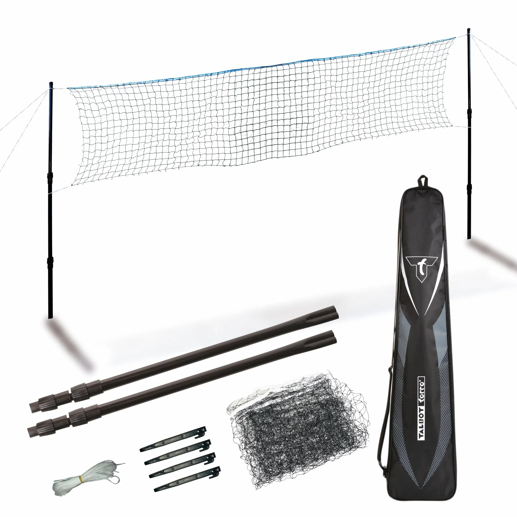Talbot Torro Filet de Badminton Télescopique, Réglable en Hauteur: 1,25-1,55 m, Largeur 6,10 m, dans Un Sac, 449599, Noir