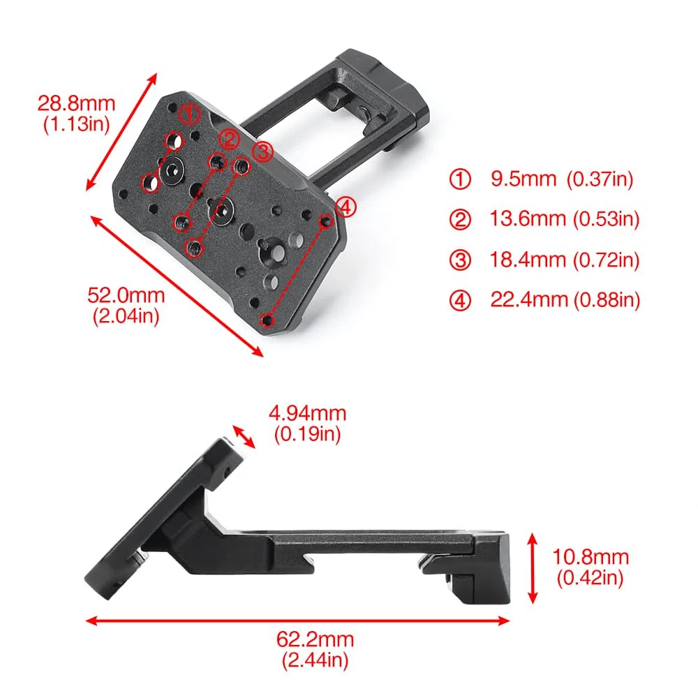45 degrés Red Dot Sight Mount de Montage Optique incliné Montage 20mm Picatinny Rail portée décalage Montage pour RMR T1 T2 Point Rouge viseur