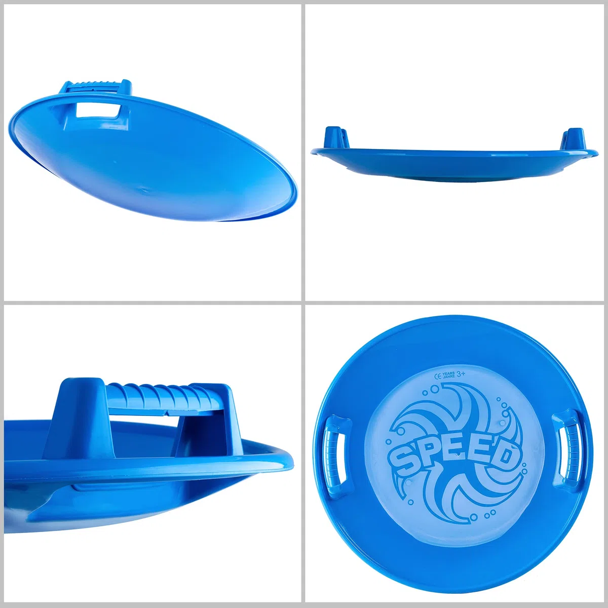 KADAX Luge ronde de 65 cm de diamètre pour enfants et adultes, grande assiette en plastique, avec 2 poignées, légère