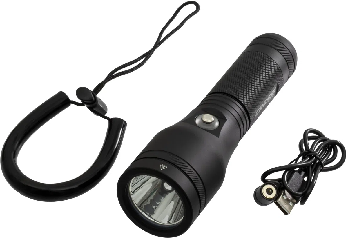 Cressi Astra 2100 Torch Black-Torche sous Marine à LED Rechargeable 2100 Lumens Etanche IPX8 100m, Unisex, Noir et Compacte pour la Plongée, la Pêche, Les Explorations Aquatiques