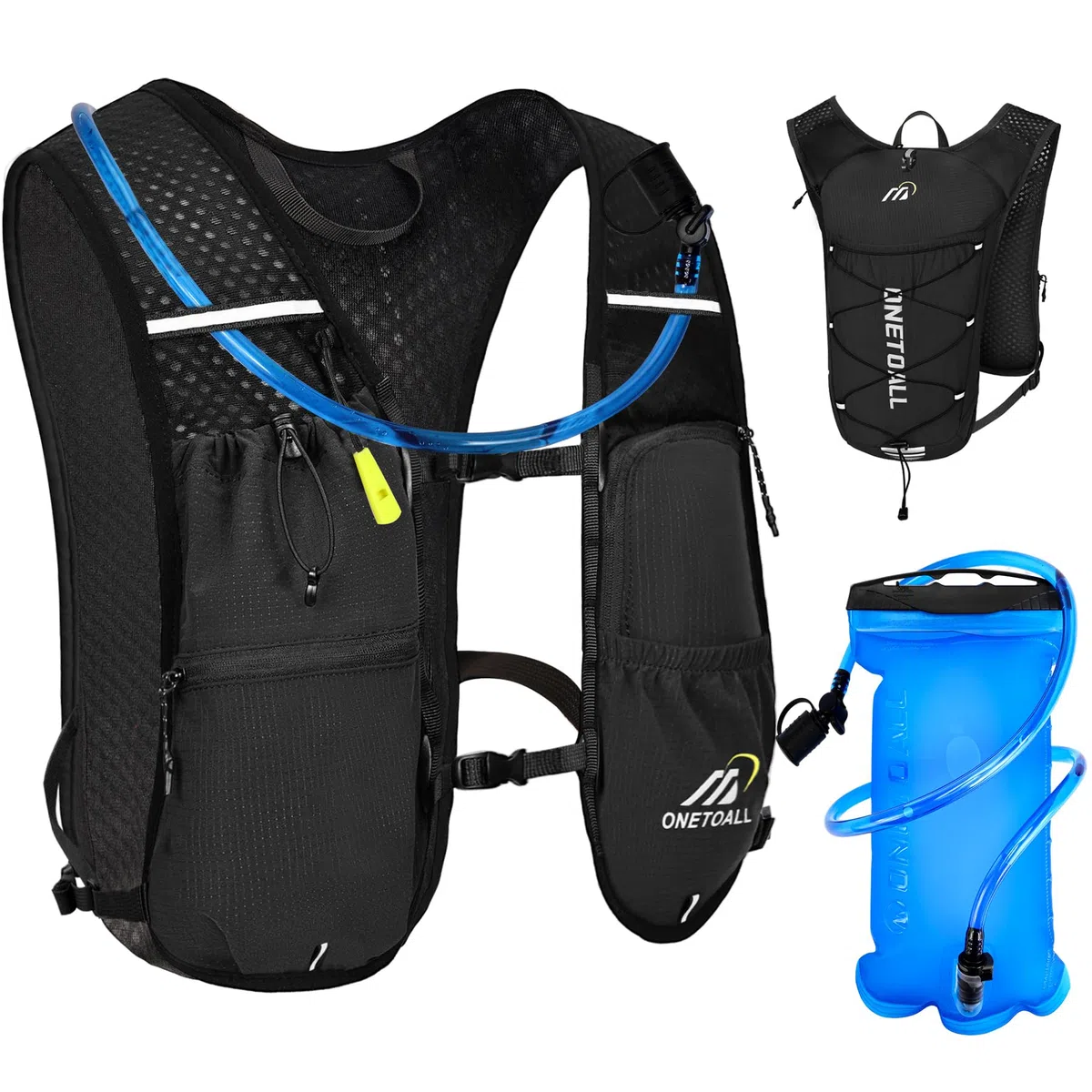 Gilet Hydratation Running Femme avec Flasque Running de 500 ML/Poche à Eau de 2L, Sac Hydratation Running Homme Léger 6L, Gilet Trail pour Jogging Vélo Marathon Moto, 150 g