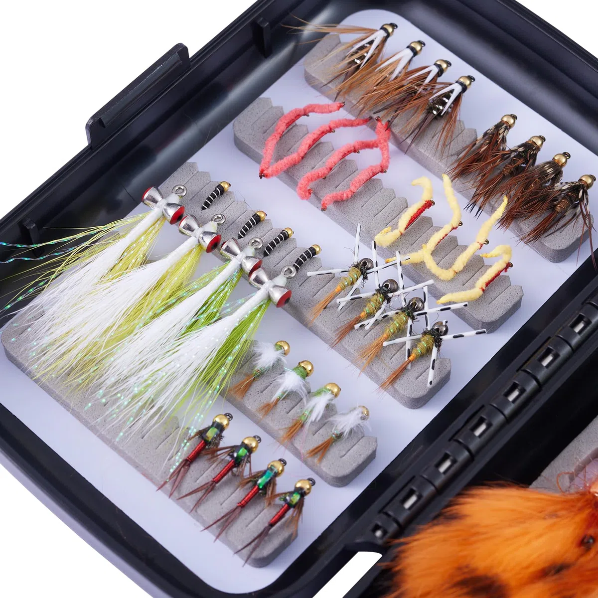 BASSDASH Mouches humides pour la pêche à la truite et au saumon avec boîte à mouches