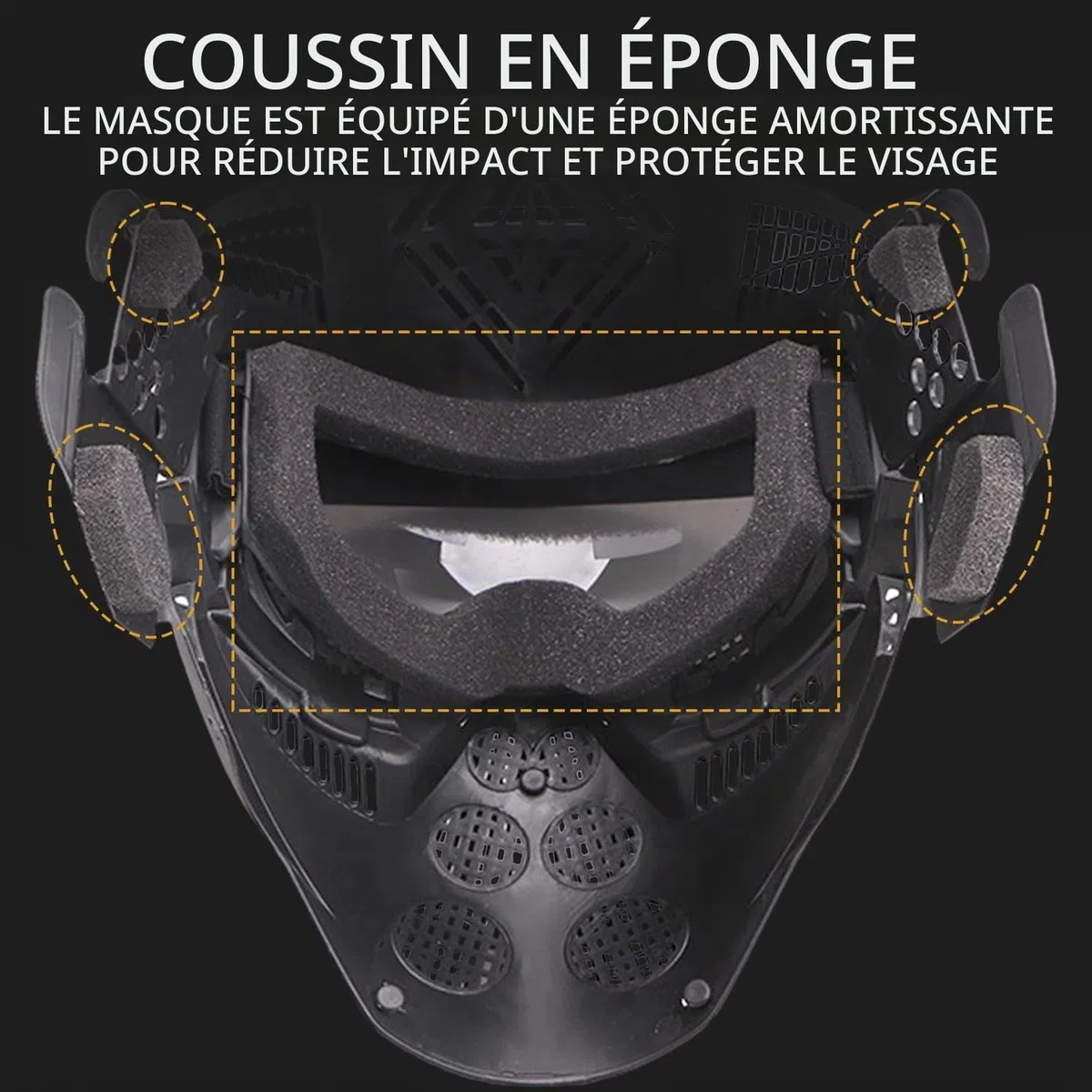 Masque d'airsoft - Masque de paintball - Avec protection des yeux - Résistant aux chocs - Pour Halloween, cosplay, film, paintball, jeu CS