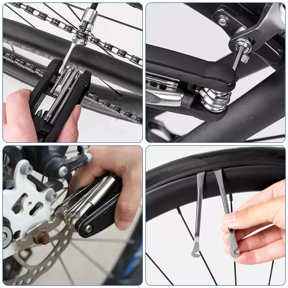 Kit Reparation Velo, 16 en 1 Kit Crevaison Velo, Trousse Multifonction Outils Pneu, Kit Velo Convient pour Une Utilisation Situations d'urgence Lors de Voyages Longue Distance