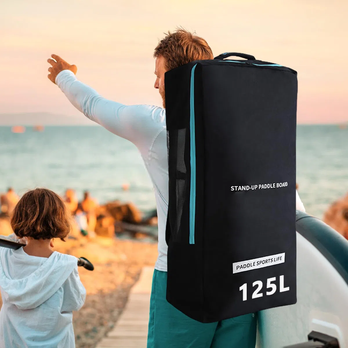 Générique Sac À Dos Paddle Board - Sac À Dos De Planche Gonflable 125L, Pack De Rangement De Voyage Rembourré en Mousse, Boîtier De Transport Léger pour Stand Up Paddle Gonflable