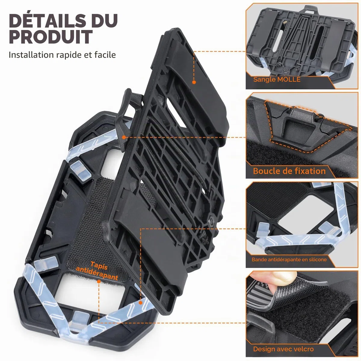 WYNEX Support de Téléphone pour Gilet Tactique Fixation Universelle pour Téléphone Portable Plate-Forme de Navigation Pliable pour Téléphone D’écran 4.7-6.7"