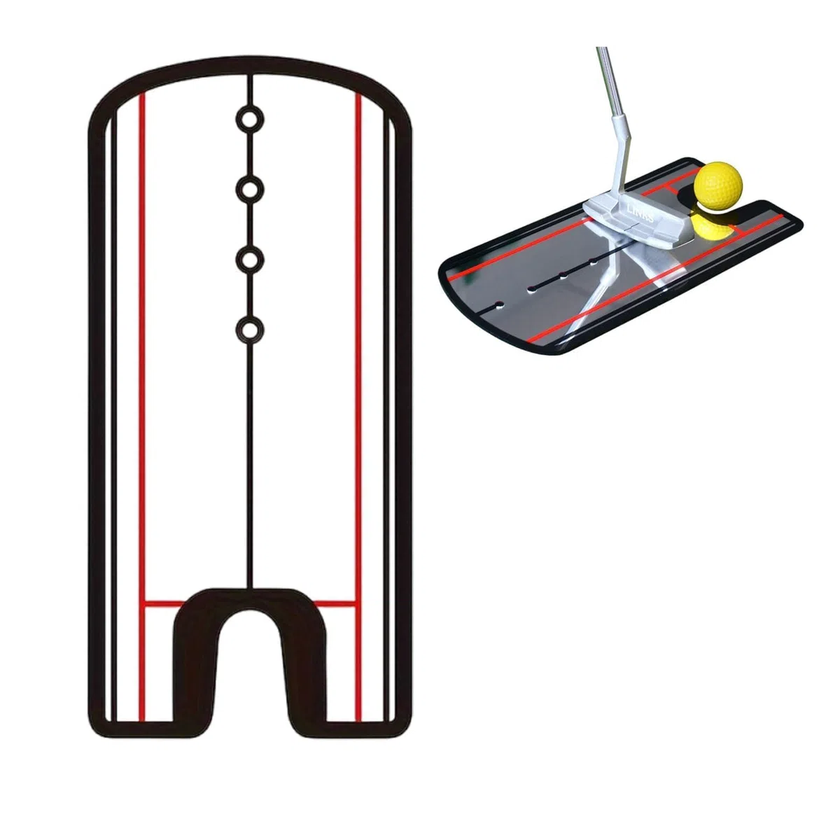 MiroirdeGolf,Aide à l'entraînement pour Le Golf avec Ligne de Putter, Miroir d'entraînement de Putting de Golf, Miroir d'alignement pour débutants, 30 cm x 14,5 cm