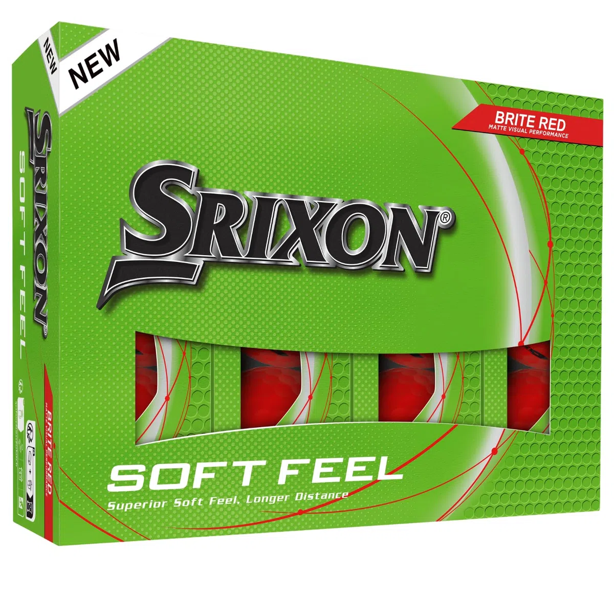 Srixon Soft Feel Brite - Balles de Golf Haute visibilité et Toucher Ultra-Doux | Distance Longue et trajectoire Stable| Spin contrôlé et repérage Rapide | Orange/Rouge/Vert