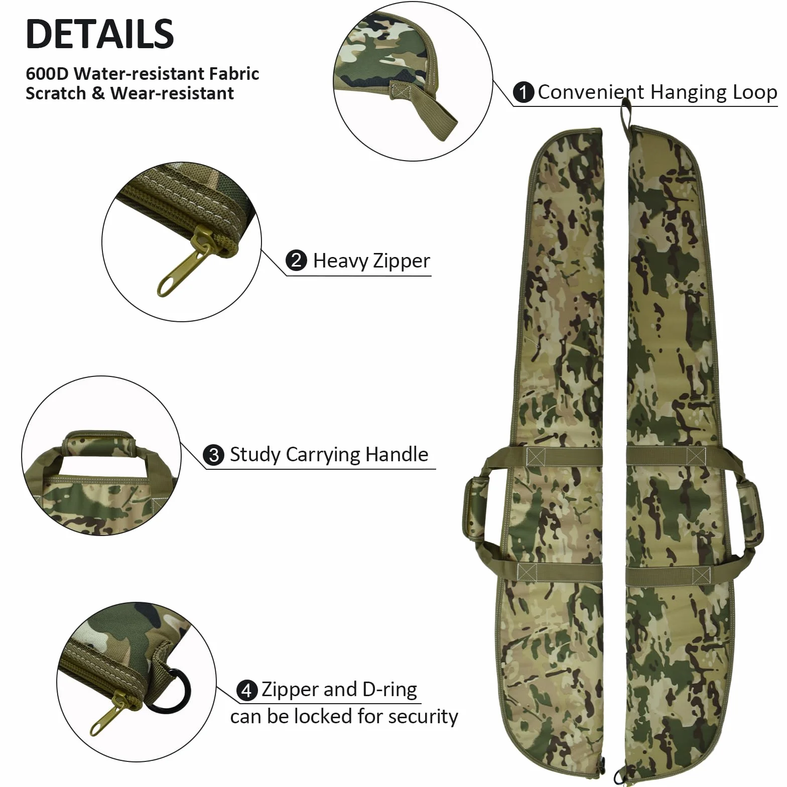 AUMTISC Maleta Rifle Escopeta, Estuche Transporte Armas Largas, Caza Tiro, Espuma Acolchada