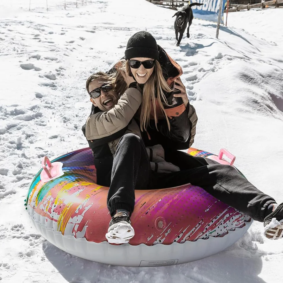 Luge gonflable donut - Jouet à neige gonflable pour adultes - Activité de plein air sur un ski - Pente après le ski ou le snowboard