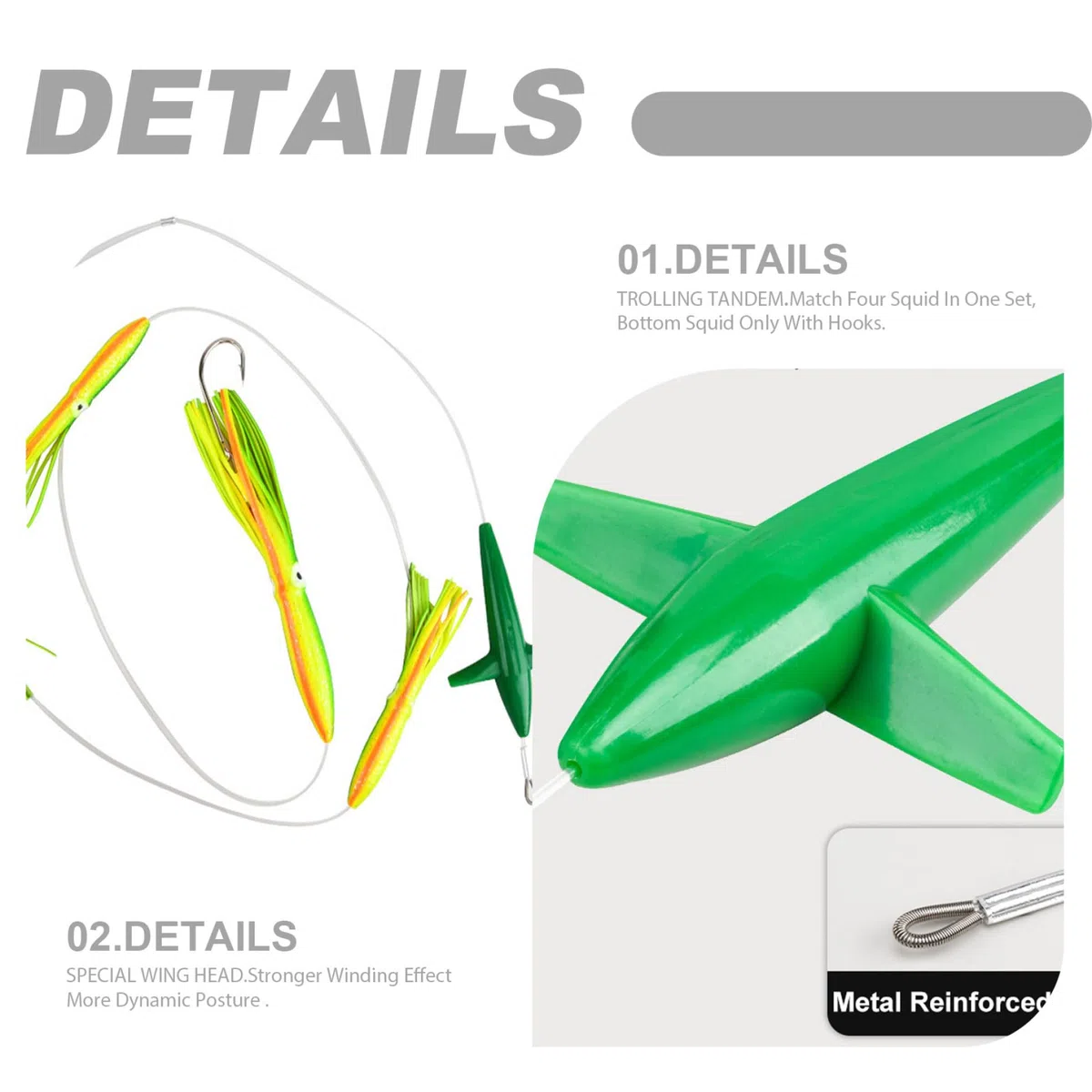 Lures de pêche, appâts de pêche à la pêche à la traîne aux calamaires en Eau salée, à la pêche salée pêche à la pêche Natation de Natation en Eau salée pour Basse de Thon Wahoo