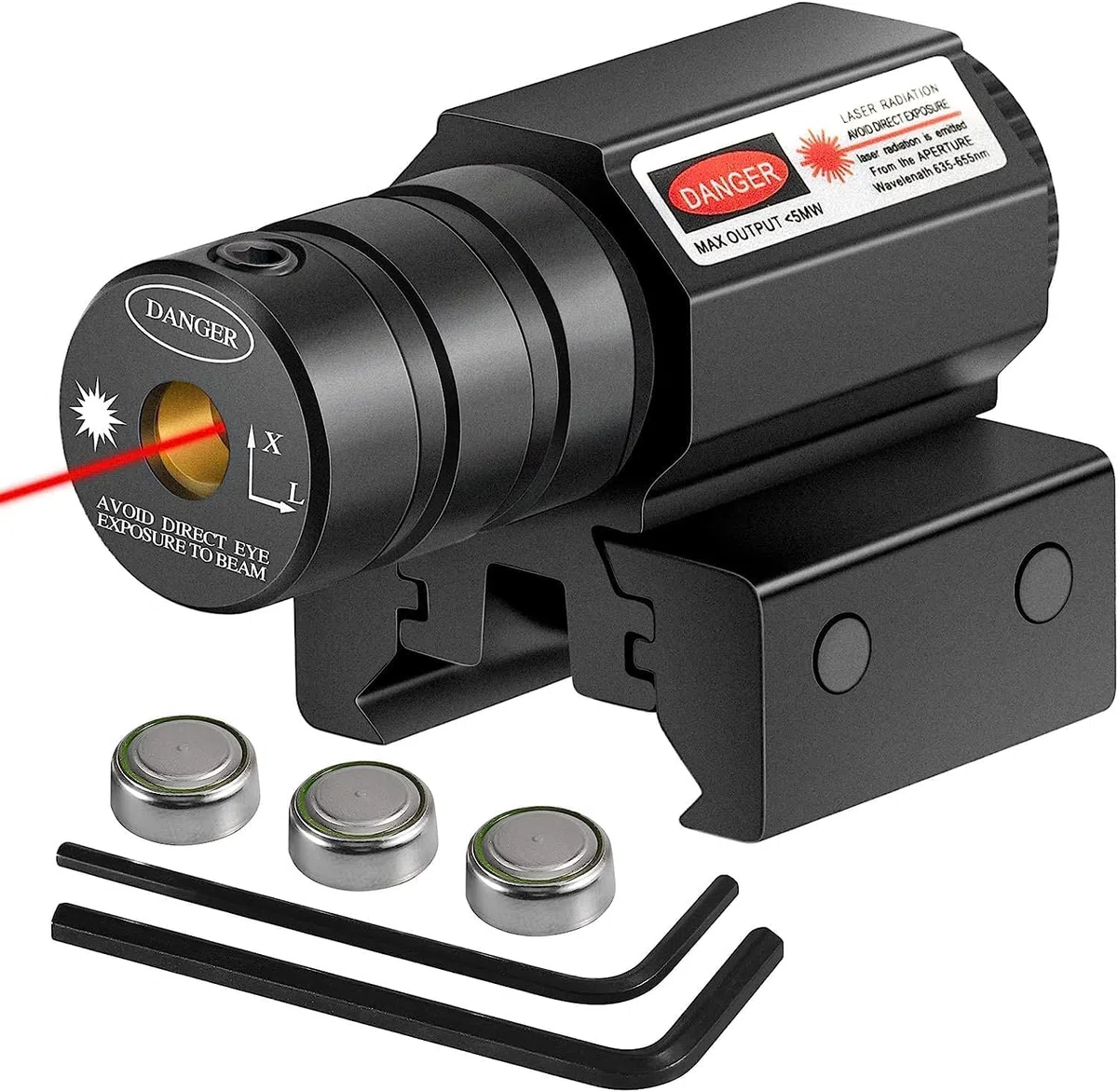 KinZon Mire Viseur Laser Rouge Tactique avec Montage sur Rail Picatinny 20mm, pour Fusil de Chasse, Carabine, Pistolet et Arme de Poing, Airsoft. 2 Designs au Choix