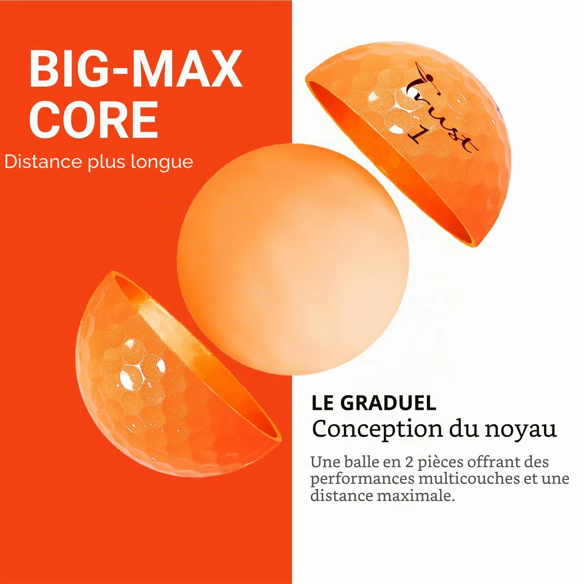 Trust Balles de Golf Panther | pour Passer sous Les 100 | Revêtement Uréthane pour Un Toucher Ultra-Doux | Noyau Big Max pour Une Distance Maximale et Un Vol Précis (12/48 Balles, Blanc/Jaune/Orange)