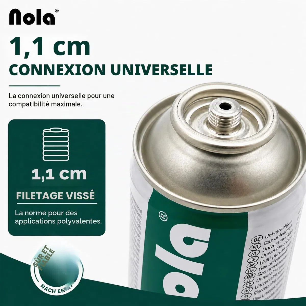 NOLA Lot de 3 boîtes de gaz comprimé universelles 600 ml butane propane Filetage rotatif 338 g 7/16" Cartouches de gaz universel Boîte à gaz Bouchon rotatif pour désherbeur de mauvaises herbes Lampe à